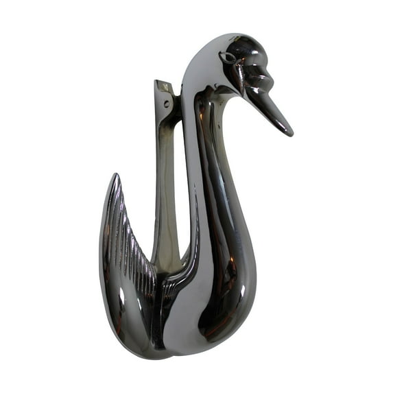 Renovators Supply Brass Door Knockers for Front Door 7" Swan Shaped Chrome Plated Brass Door Knocker w/Screws