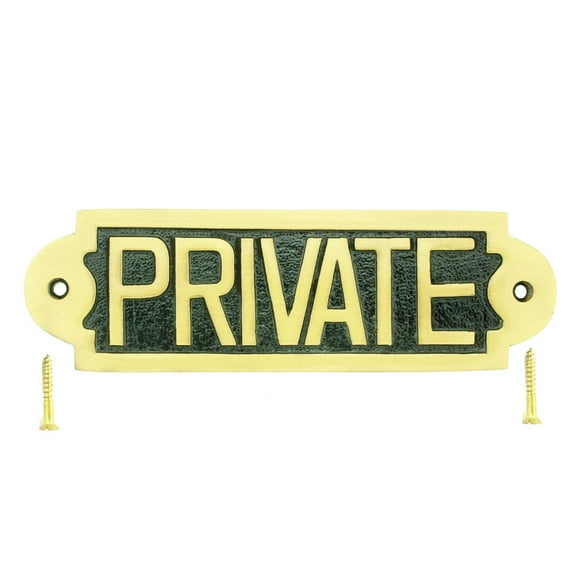 Renovators Supply Brass Plaques Polished Private Sign Brass Plate 2 1/8 H x 7 W