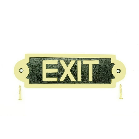 Renovators Supply Brass Sign Board "Exit" Business Sign Heavy Duty Polished Brass Wall Plate Plaque 7" Length