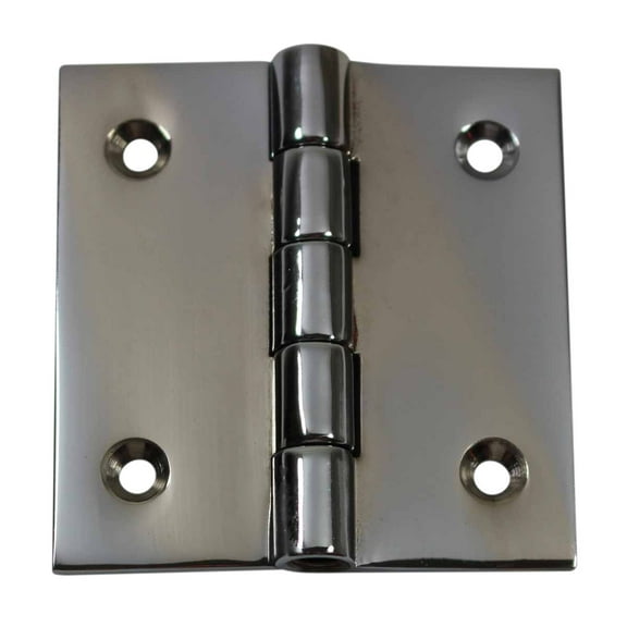 Renovators Supply Bright Chrome Plated Cabinet Door Square Hinge 2 in Small Kitchen Cabinet Hinge w/Removable Stainless Steel Pins and Hardware