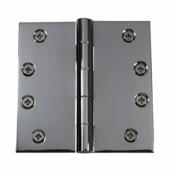 Renovators Supply Bright Chrome Plated Cabinet Door Square Hinge 4 in Kitchen Cabinet Hinge w/Removable Stainless Steel Pins and Hardware