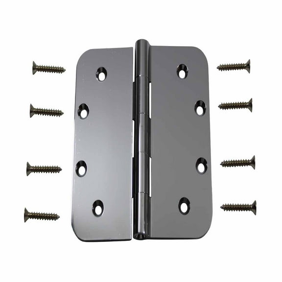Renovators Supply Bright Chrome Plated Cabinet Door Square Hinge 5" Kitchen Cabinet Hinge w/Removable Stainless Steel Pins and Hardware