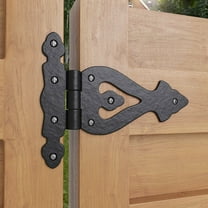 Renovators Supply Cabinet Door Strap Hinge w/Hardware 5-3/8" Black Rust Resistant Wrought Iron Flush Mount Hinge for Cabinets