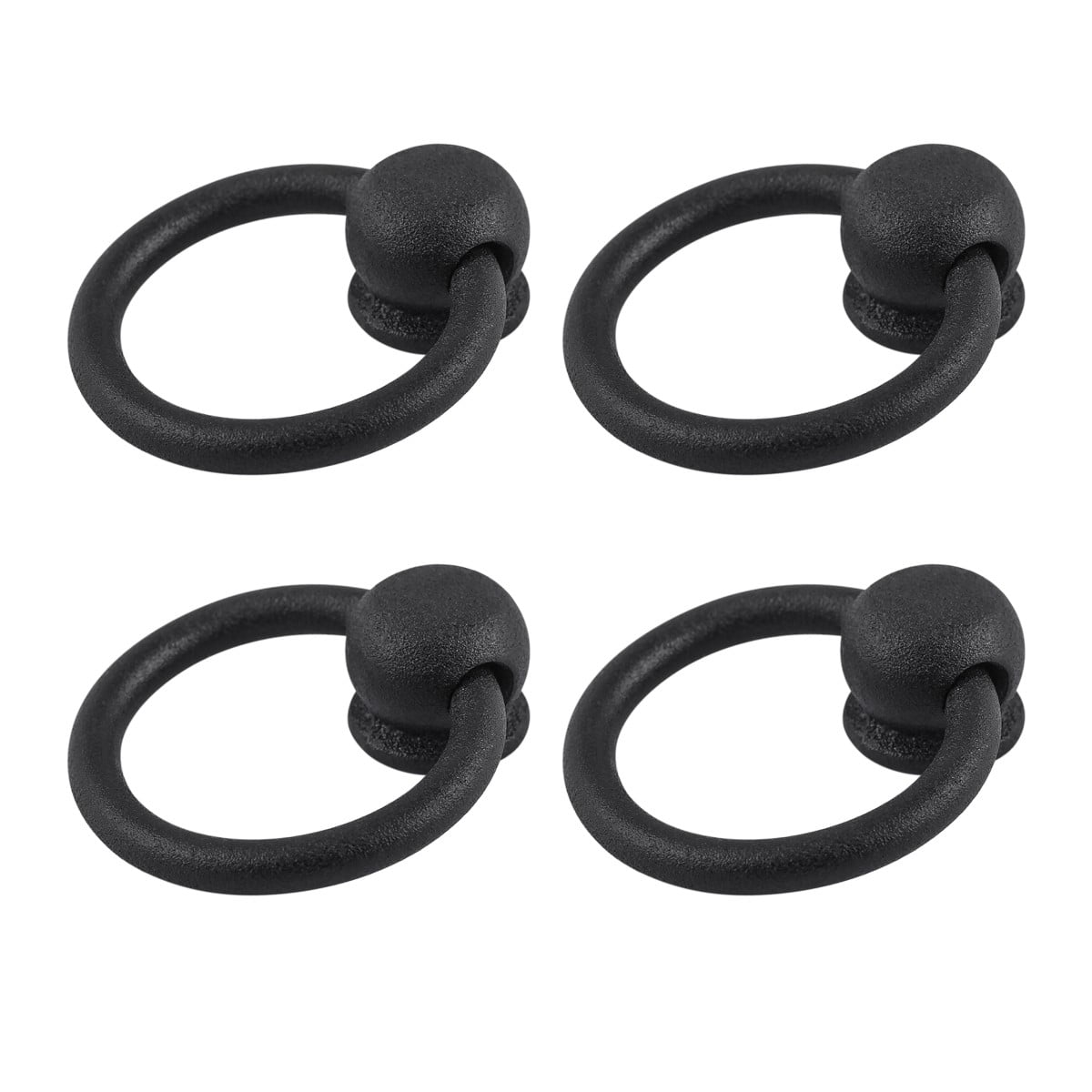 Black Matte Wrought Iron Mission Style Cabinet Ring Pulls Set
