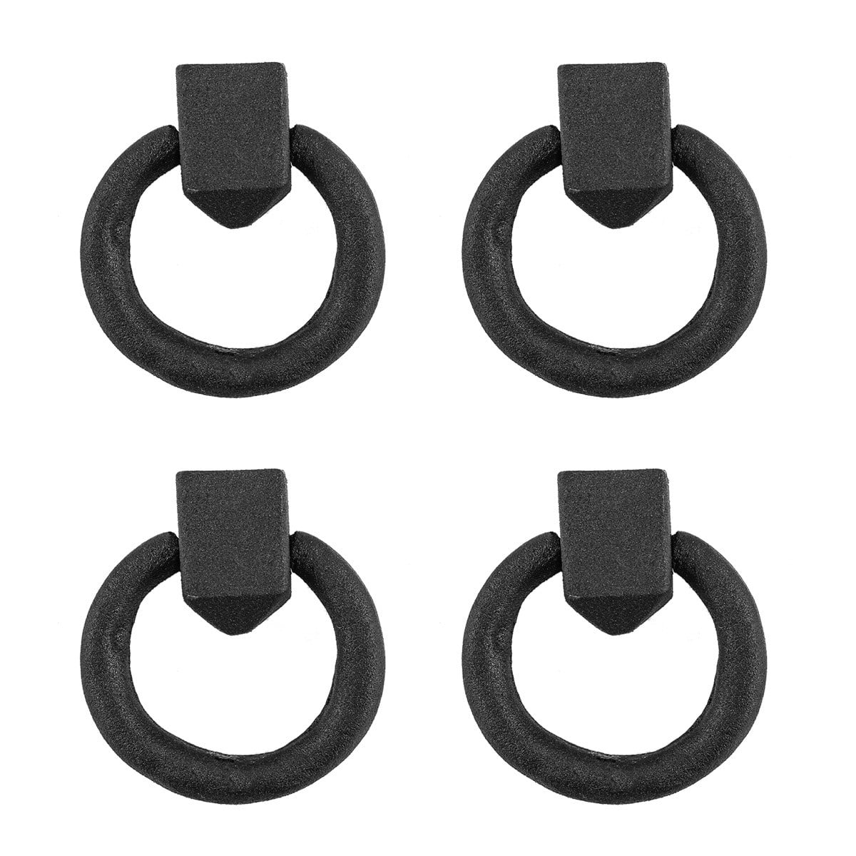 Black Wrought Iron Ring Cabinet Drawer Pulls with Mounting Hardware