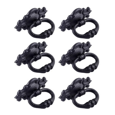 Renovators Supply Cabinet Handles 3.11" Wide Black Wrought Iron Drawer Pulls Antique Kitchen Cabinet Handles w/Screws Pack of 6