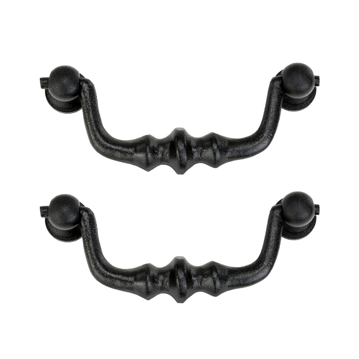 Black Wrought Iron Traditional Drop Bail Pull Handles Pack of 2