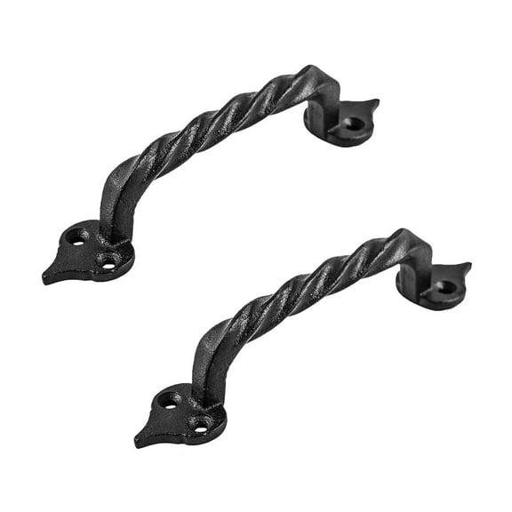 Renovators Supply Cabinet Handles for Cabinets and Drawers 5.8" Black Twisted Wrought Iron Cabinet Pulls w/Screws Pack of 2