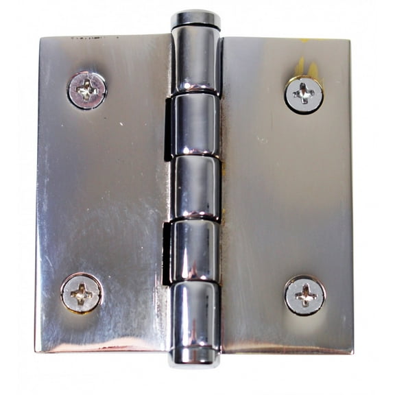 Renovators Supply Cabinet Hinge Solid Brass 2" x 2" Chrome-Plated Square Coin Finials Door Hinges