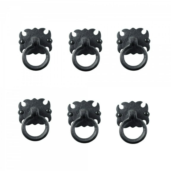 Renovators Supply Cabinet Pulls 2-3/4" Black Wrought Iron Swing Handle Drawer Pulls w/Screws Pack of 6