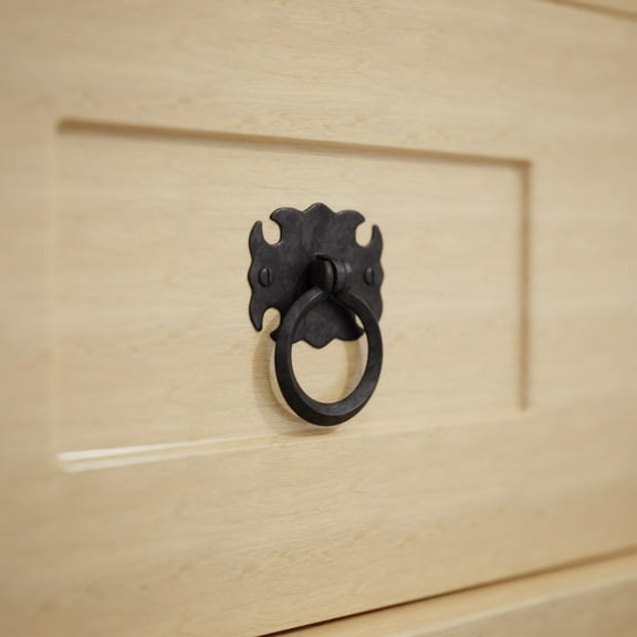 Renovators Supply Cabinet Pulls 2-3/4" Black Wrought Iron Swing Handle Drawer Pulls w/Screws
