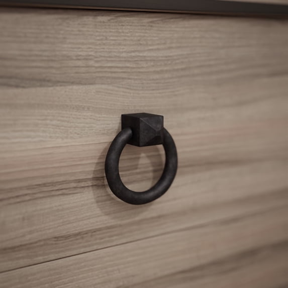Renovators Supply Cabinet Pulls 2" Black Cast Iron Swing Handle Ring Drawer Pulls w/Screws
