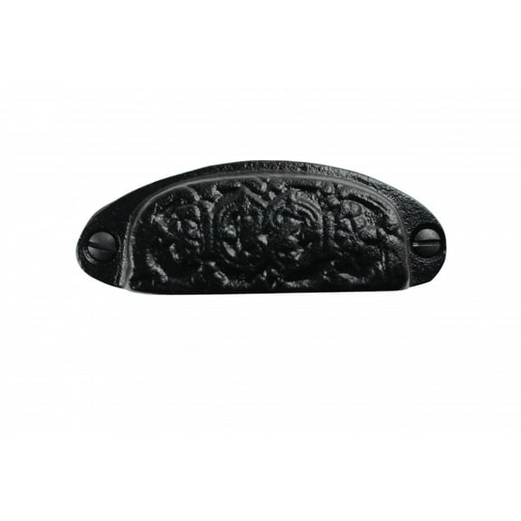 Renovators Supply Cabinet Pulls 3.18" Black Wrought Iron Drawer Cup Bin Pulls w/Screws
