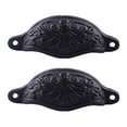 thumbnail image 1 of Renovators Supply Cabinet Pulls 4.5" Black Wrought Iron Drawer Cup Bin Pulls w/Screws Pack of 6, 1 of 7