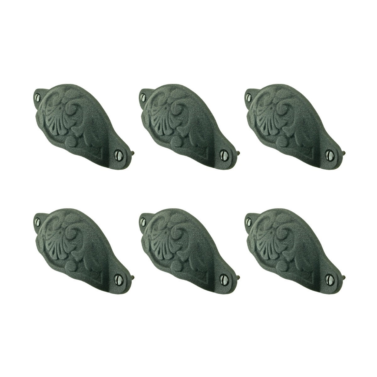 Black Cast Iron Rustic Cabinet Pulls with Colonial Design, Pack of 6