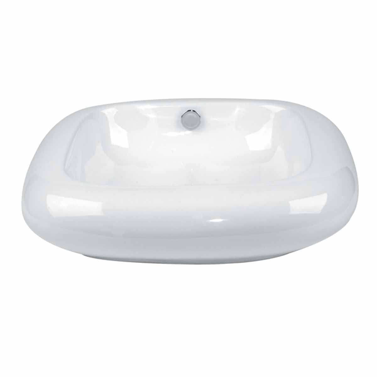 Capri 21" White Ceramic Countertop Vessel Sink with Reno-Gloss Finish