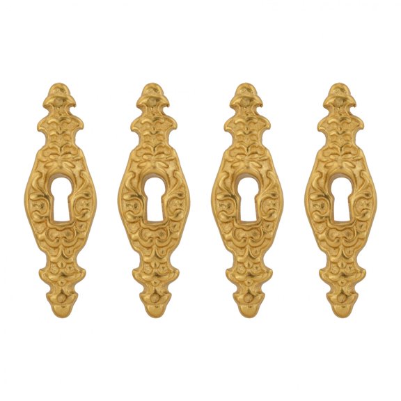 Renovators Supply Cast Brass Decorative Keyhole Cover Escutcheon Plate 3 3/16" H x 1" W. Faucet Plate Cabinet Door Key Plate Dresser Key Plate Door Hardware Locks Cover Pack of 4