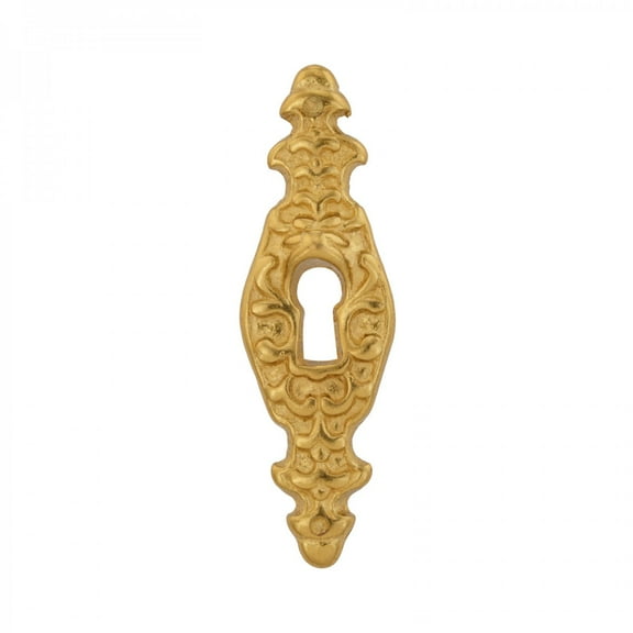 Renovators Supply Cast Brass Decorative Keyhole Cover Escutcheon Plate 3 3/16" H x 1" W. Faucet Plate Cabinet Door Key Plate Dresser Key Plate Door Hardware Locks Cover