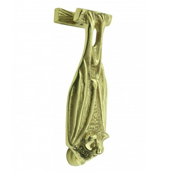 Renovators Supply Cast Brass Door Knockers for Front Door 5" Vampire Bat Gothic Style Lacquered Brass Door Knocker w/Screws