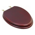 thumbnail image 1 of Renovators Supply Cherry Finish Wooden Elongated Toilet Seat 17.63"x14.5" w/Brass PVD Hinges & Stabilizers, 1 of 7
