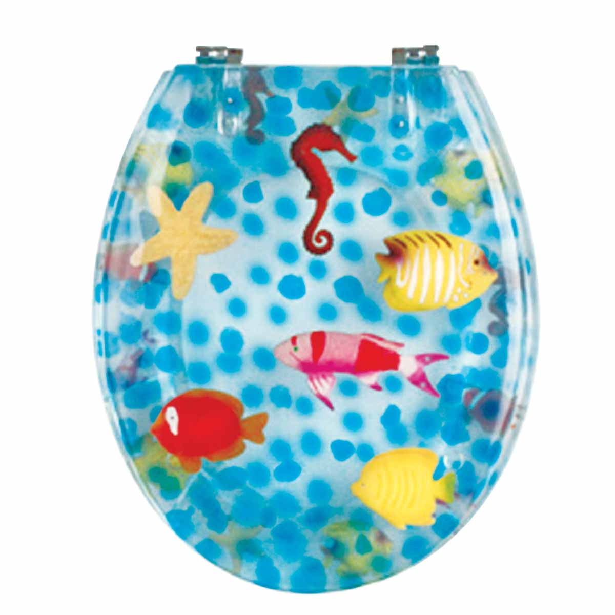 Children's Blue Polyresin Toilet Seat with Chrome Hinges
