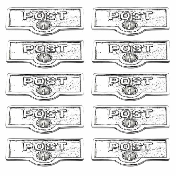 Renovators Supply Chrome POST Switch Tag Plate Sign 1.69 W x 0.81 H Antique Chrome Polished Brass Metal Switch Plaque Labels for Home or Office Standard Switches w/Screws Pack of 10