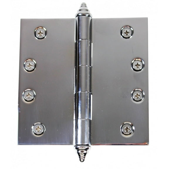 Renovators Supply Chrome Plated Brass Cabinet Door Hinge 4" Kitchen Cabinet Hinge w/Removable Decor Tip Pins and Hardware