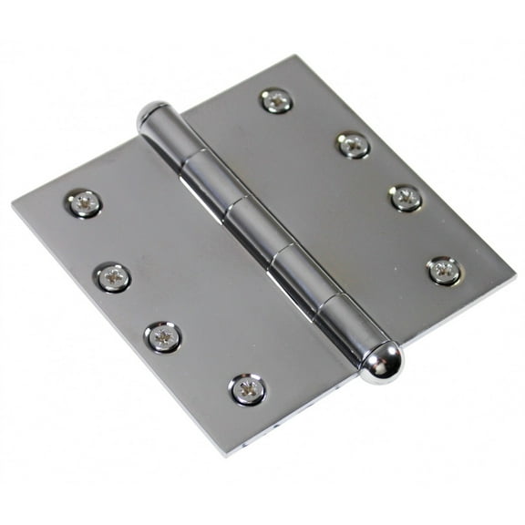 Renovators Supply Chrome Plated Brass Cabinet Door Hinge 4 in Kitchen Cabinet Hinge w/Removable Stainless Steel Button Tip Pins and Hardware