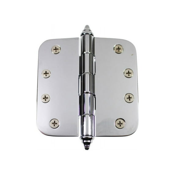Renovators Supply Chrome Plated Brass Cabinet Door Hinge 4 in Kitchen Cabinet Hinge w/Removable Stainless Steel Radius Decor Tip Pins and Hardware