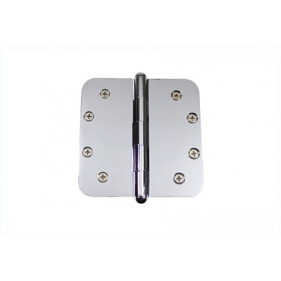 Renovators Supply Chrome Plated Brass Cabinet Door Square Hinge 5 in Kitchen Cabinet Hinge w/Removable Stainless Steel Radius Button Tip Pins and Hardware