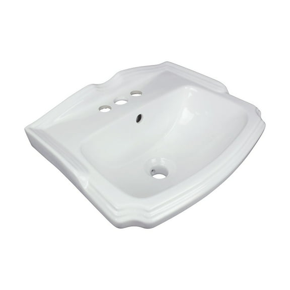 Renovators Supply Cloakroom Wall Mount Bathroom Sink 19" White Ceramic Floating Vessel Sink w/Overflow and 4" Centerset Faucet Holes