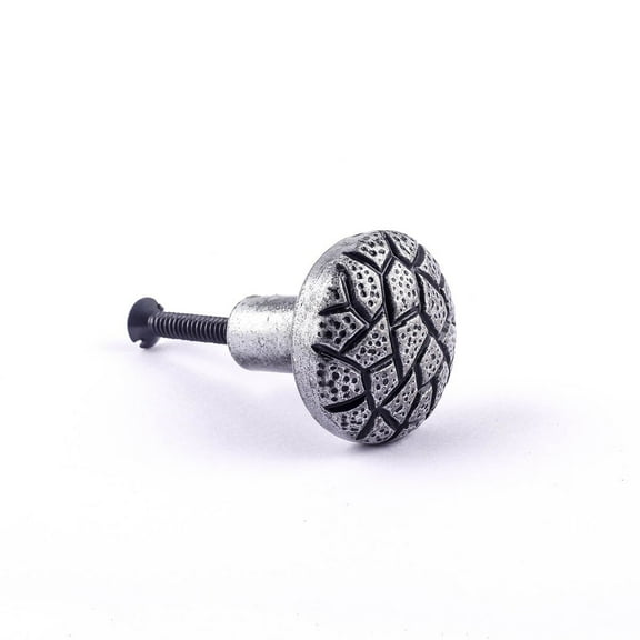 Renovators Supply Cobble Stone style Iron Round Silver Kitchen Cabinet Knob Vintage Style Pewter coating Finish