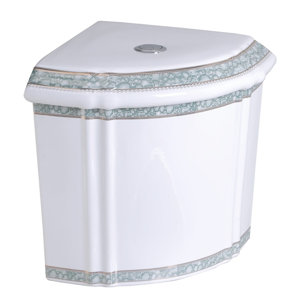 Renovators Supply Corner Toilet Tank Green Gold Painted White Vitreous