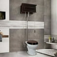 thumbnail image 1 of Renovators Supply Dark Oak Adjustable High Tank Pull Chain Toilet w/White Round Bowl Porcelain Wooden Toilet Seat, 1 of 7
