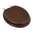 thumbnail image 1 of Renovators Supply Dark Oak Wooden Toilet Seat Round Toilet Seat w/Chrome Hinges and Non Slip Bumper, 1 of 7
