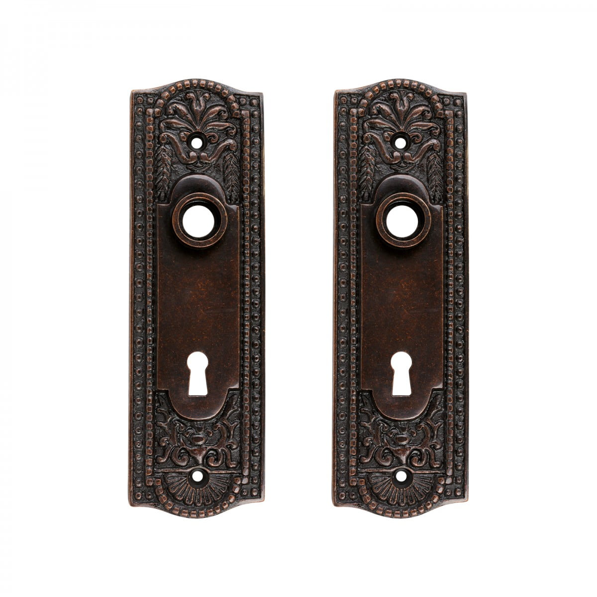 Colonial Beaded Oil Rubbed Bronze Brass Door Back Plate Set