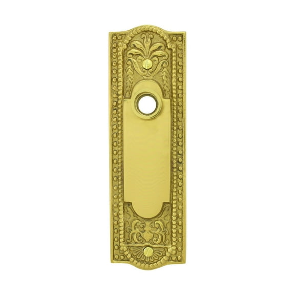 Renovators Supply Door Back Plate Brass 7 1/4" Escutcheon Cover Ornate Doorplate in Lacquered Brass Finish