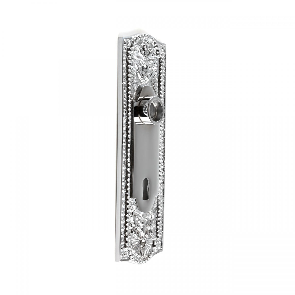 Chrome Finish Brass Beaded Door Back Plate with Keyhole