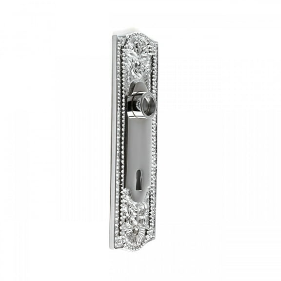 Renovators Supply Door Back Plate Chrome Finish Brass 7-1/4" Escutcheon Cover Beaded Doorplate w/Keyhole