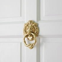 Renovators Supply Door Knockers for Front Door 6 1/4" Solid Brass Lion Head Door Knocker w/Screws