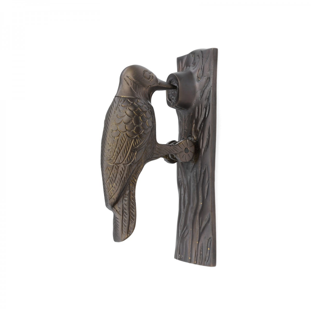 Antique Brass Woodpecker Shaped Door Knocker with Mounting Hardware