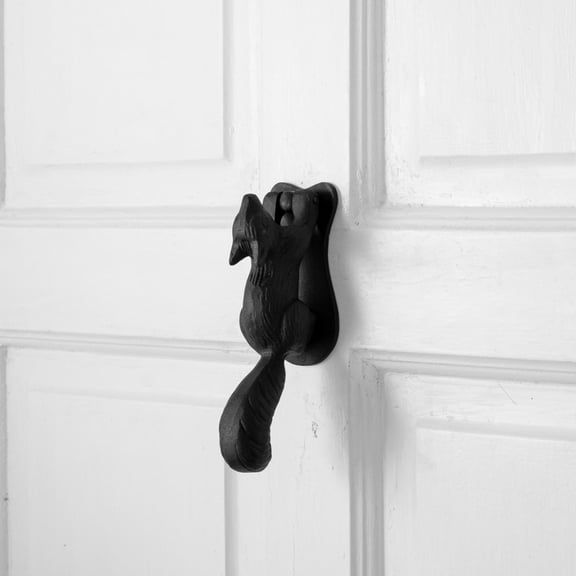 Renovators Supply Door Knockers for Front Door 6.75" Black Cast Iron Squirrel Shaped Door Knocker w/Screws