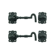 Renovators Supply Door Latch Lock 5.5" Black Wrought Iron Hook and Eye Latch for Door w/Screws