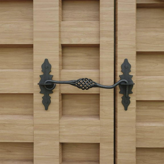 Renovators Supply Door Latch Lock 6.6" Black Birdcage Style Wrought Iron Hook and Eye Latch for Door w/Screws