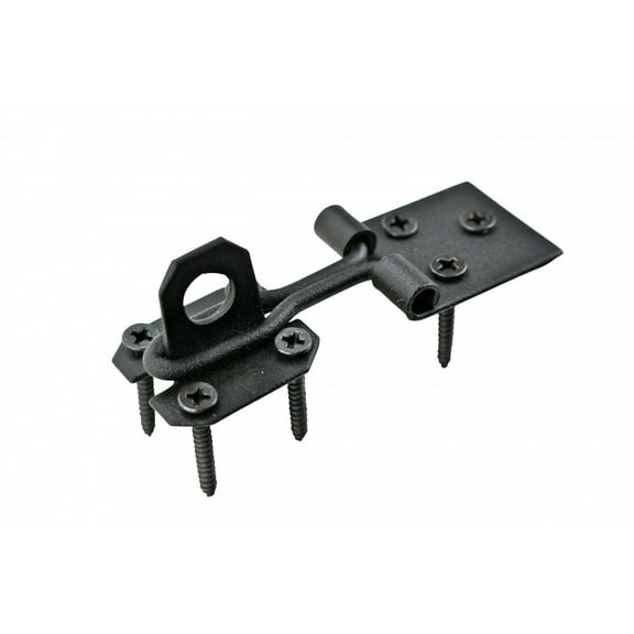 Renovators Supply Door Lock Latch 3" Black Wrought Iron Hasp Latch Garage Barn Door Lock w/Screws