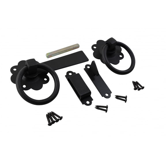 Renovators Supply Door Lock Latch 5" Black Wrought Iron Gate Latch Garage Barn Door Lock w/Screws