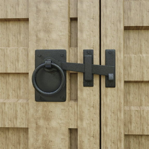 Renovators Supply Door Lock Latch 6.5" Black Wrought Iron Gate Latch Garage Barn Door Lock w/Screws