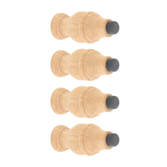Renovators Supply Door Stoppers 3 5/8" Wall Mount Victorian Unfinished Wooden Door Bumper Stops Pack of 4