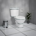 thumbnail image 1 of Renovators Supply Elongated Two Piece Dual Flush Bathroom Toilet w/No Slam Seat Green and White, 1 of 15