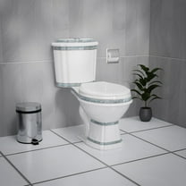 Renovators Supply Elongated Two Piece Dual Flush Bathroom Toilet w/No Slam Seat Green and White